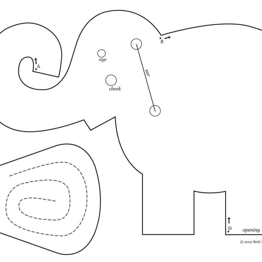 printable elephant sewing pattern