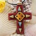 Golden Radiance -- Fused Glass Large Cross Pendant (Item 10045-PC)