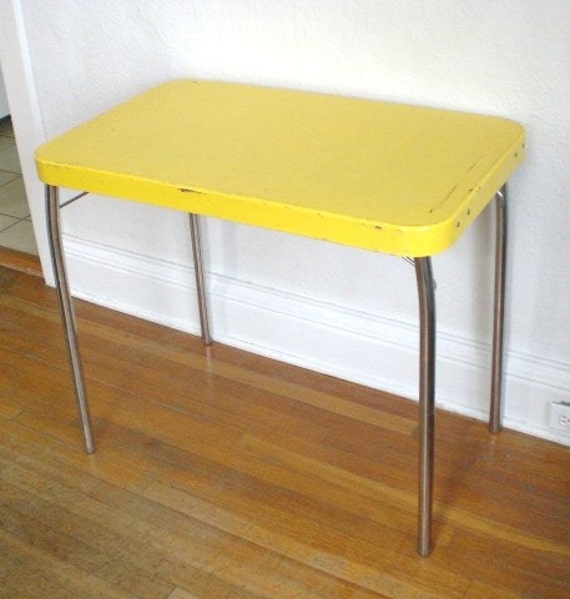 Vintage COSCO Table Yellow Metal 1950's Folding Legs