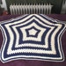 Star Afghan Baby Blanket Blue and Cream Crochet