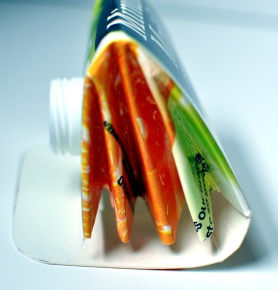 Recycled Wallet Made from Orange Juice Carton by mistleandtoe