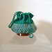 1940s Purse / Crochet Drawstring Handbag / wool, green & circular
