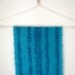 Vintage Mohair Scarf / Blue Striped Wool Wrap with Fringe