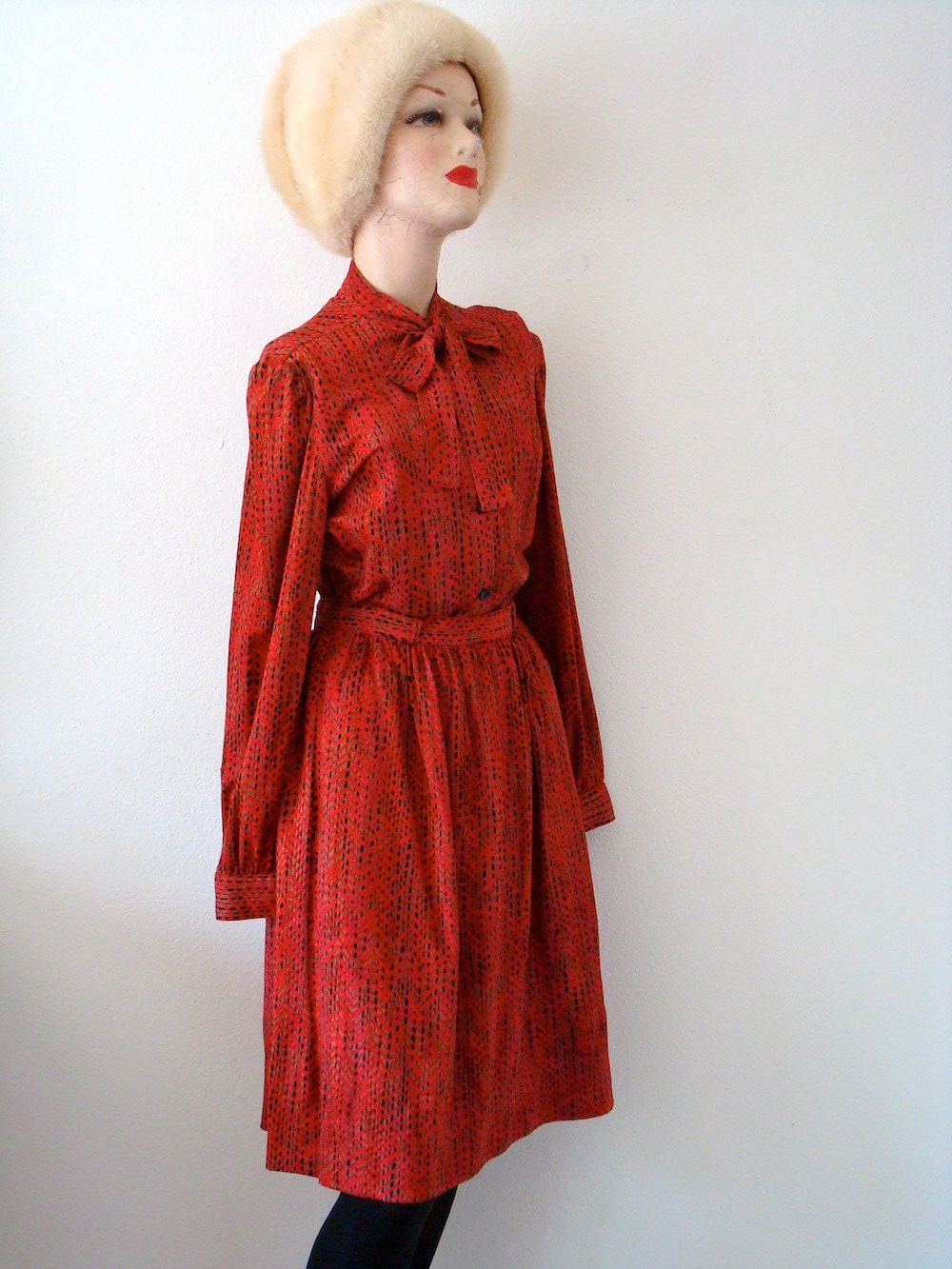 1970s Secretary Dress / skirt & blouse ensemble / vintage