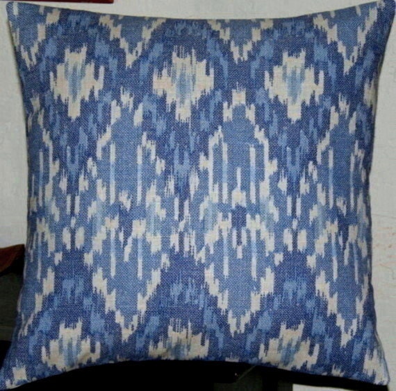 2 Blue Ikat Pillow Covers18 inch by PatsTable on Etsy