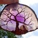 Copper Wire Tree Of Life Metal Wall Art Sculpture On A Light Purple And White Agate Stone Crystal Suncatcher With A Polished Gemstone