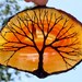 Black Wire Tree Of Life Metal Wall Art Sculpture On An Orange And Yellow Agate Stone Crystal Suncatcher