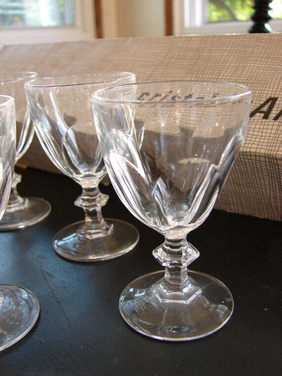 French Vintage Small Dessert Crystal Glasses for Entertaining