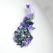Polymer clay peacock brooch pin handmade in purple and green