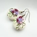 Shabby chic rose bouquet earrings in cream, pink and lilac handmade from polymer clay