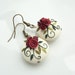 Shabby chic red rose earrings handmade from polymer clay