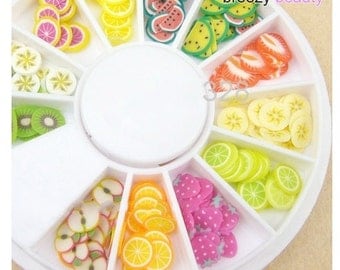 Japanese Polymer Clay Cane Piece of- Assorted 12 Color fruit (180 pcs) Miniature Food box together