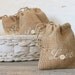 Buttons and Burlap Rustic Charm Wedding Favor Love Sacks Set of Five