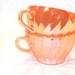 RESERVED (only purchase if you're Nancy) Termocrisa Peach Lustre set of two Coffee Cups, Vintage 60s/70s