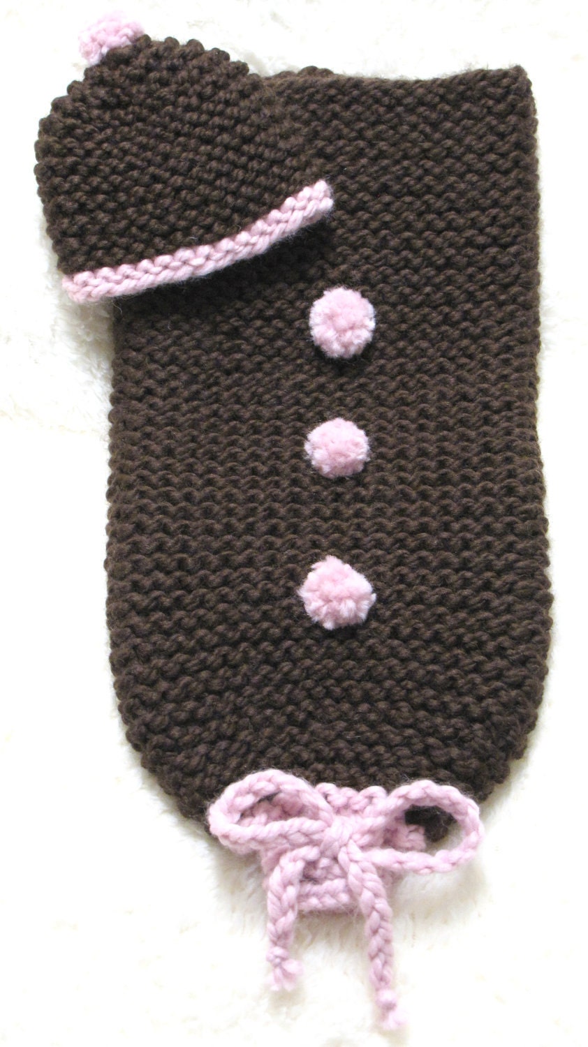 CHERRY CHOCOLATE Baby Cocoon & Hat knitting pattern 3 Sizes