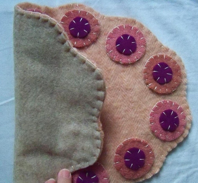 SALE Shabby Chic Felted Wool Penny Rug by laidbackladies on Etsy