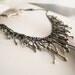 seaweed statement necklace - sterling silver strand necklace - black and silver sculptural pendant - handmade by lolide