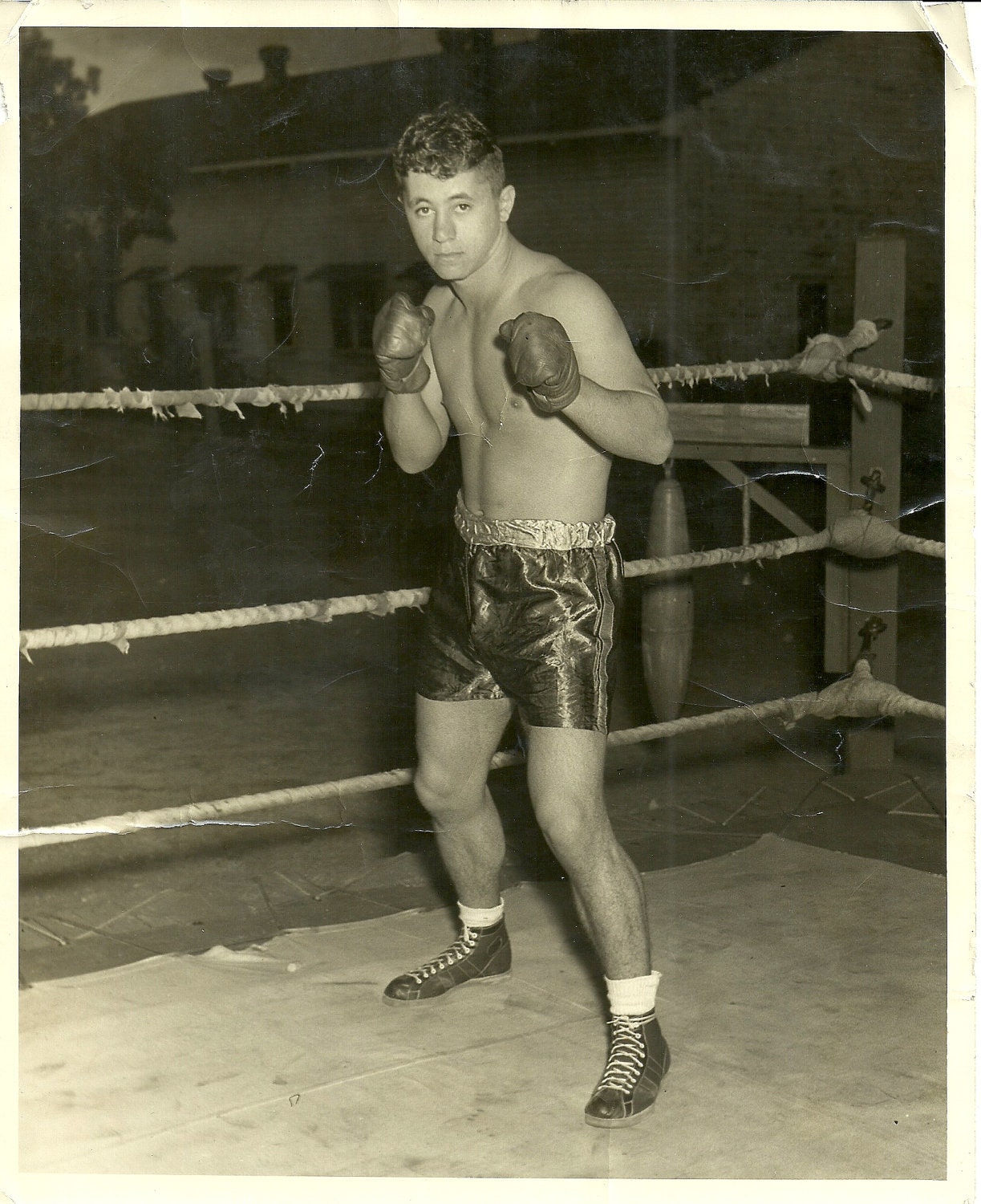 Vintage 8 x 10 Photograph of Handsome Boxer 1940s