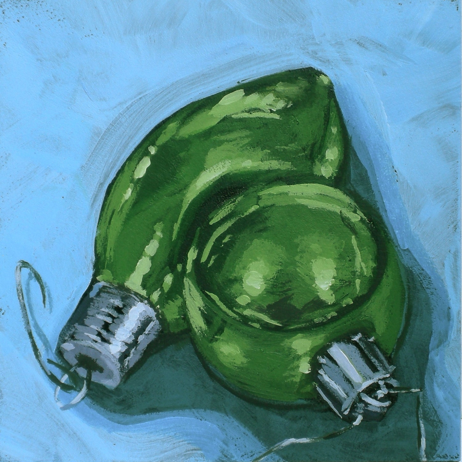 christmas ornament original acrylic painting green by ocean city md christmas ornaments