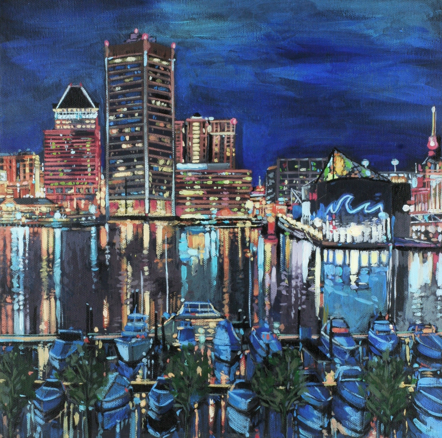 x name paper 10 size 12 Print Painting Fine Giclee Inner Harbor Acrylic Art Baltimore