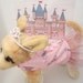 Small Dog Harness Dress - Puppy Princess in Shimmering Pink Wand & Tiara Print, Satin Laced Bows and Pink Sparkle Tulle Skirt