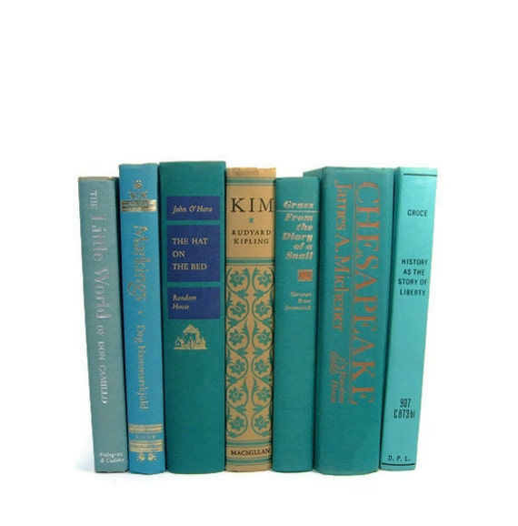 Green Turquoise Decorative Books for Wedding Decor Photo