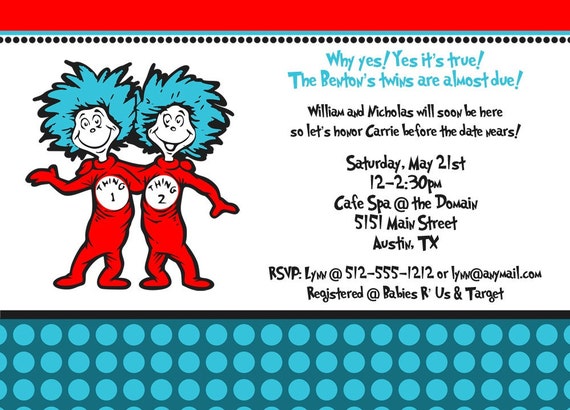 Thing 1 Thing 2 Invitation Wording 7