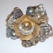 Rose Floral Flower Rhinestone Cluster Bead Cuff Bracelet