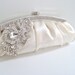 white satin bridal clutch