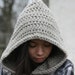 undyed crochet woolen hood - natural grey