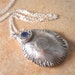 Recycled Fine Silver Large Abstract Pendant with Cobalt Blue Cubic Zirconium and Sterling Silver Chain. Winter Fashion
