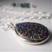 Druzy, Drusy Agate Gemstone Silver Necklace, Green, Purple, Emerald, Amethyst Accents, Earthy Fashion Accessory, Your Daily Jewels