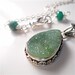 Sparkling Green Agate Druzy, Drusy Sterling, Fine Silver Bezel, May Birthstone Gift, Genuine Emerald Accents
