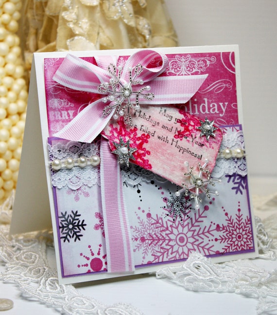 christmas card shabby chic handmade greeting distressed
