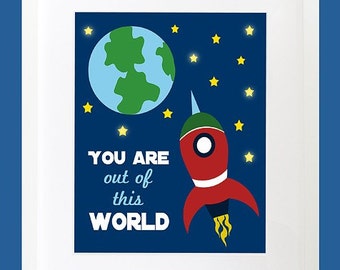 rocket ship poster on Etsy, a global handmade and vintage marketplace.