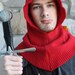 Red Upcycled Wool Dwarf Hood with Tassel