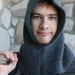 Charcoal Gray Upcycled Wool Dwarf Hood with Tassel
