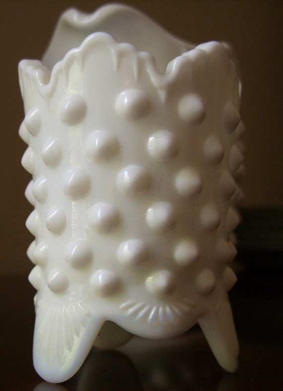 Vintage Fenton Hobnail White Milkglass Toothpick Holder