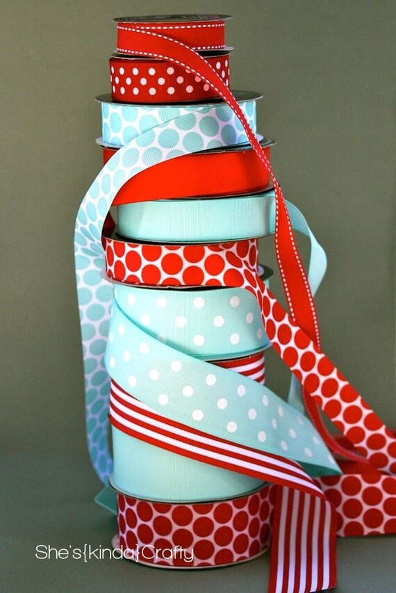 DIY Ribbon Wreath Kit Red & Aqua