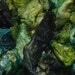 Silk carrier "rods" hand-dyed in greens for spinning, papermaking, weaving