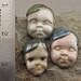 3 Handmade Frozen Charlotte Doll Head Cabochons in Raku