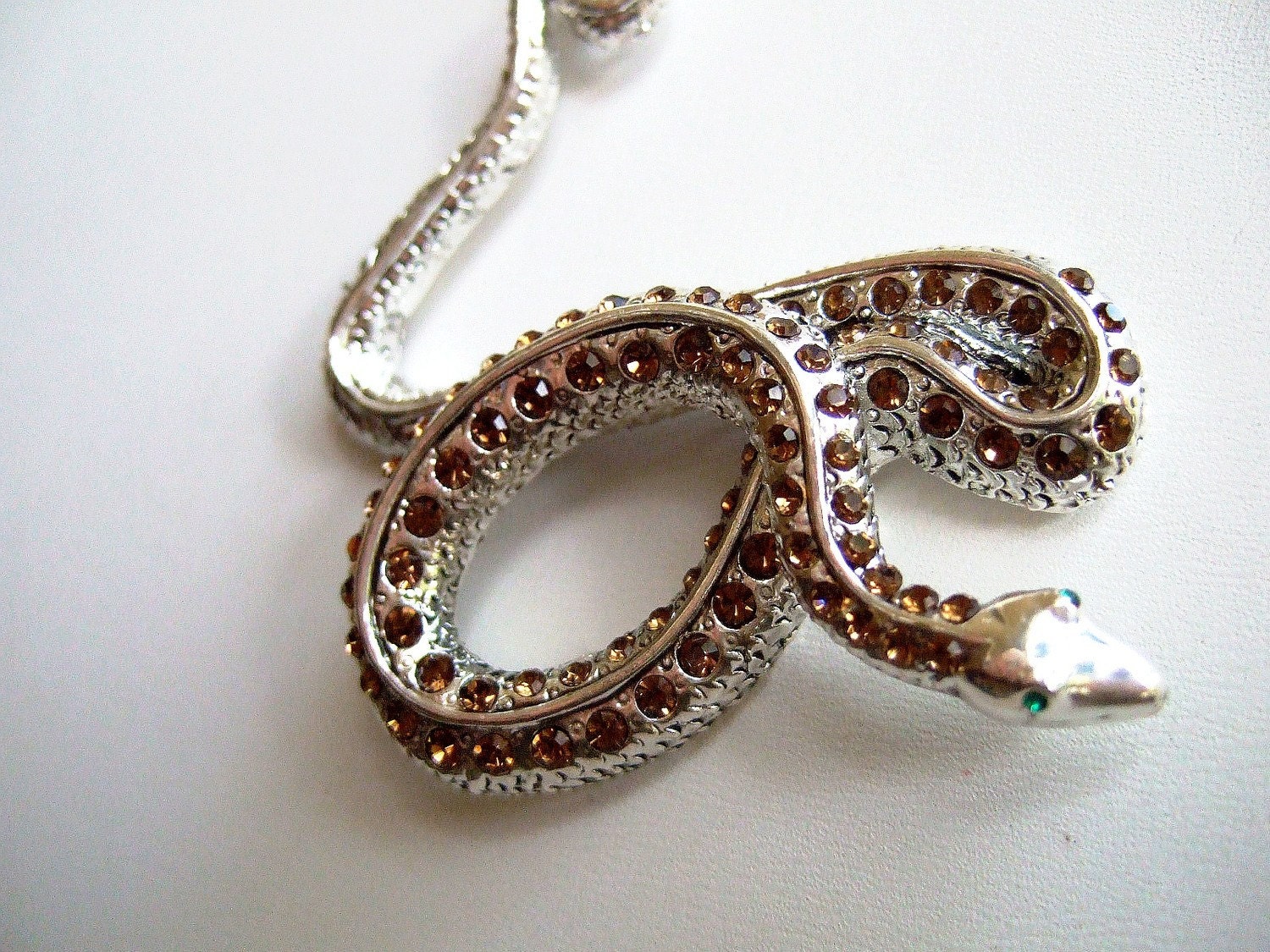 Coiled Copperhead Snake in Silver Upcycled by MOCJewelryDesign