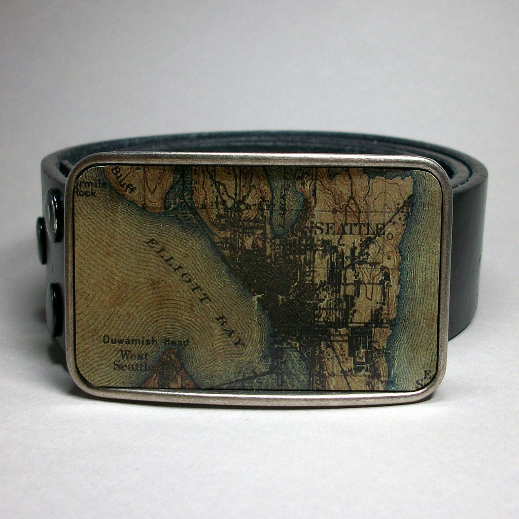 Belt Buckle Vintage Seattle Washington Map