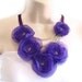 Organza Flower Necklace Violet Phlox Purple and Silver