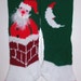 New Hand Knit Christmas Stocking Santa Climbing Down a Chimney Personalized : Custom Order for Christmas 2012 .