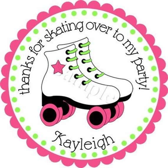 Roller Skate Bash Girls Personalized Stickers Favor by partyINK