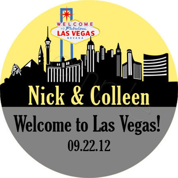 Personalized Custom Las Vegas Skyline Wedding Stickers