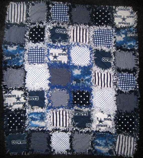 Handmade Dallas Cowboys Baby Rag Quilt Blanket