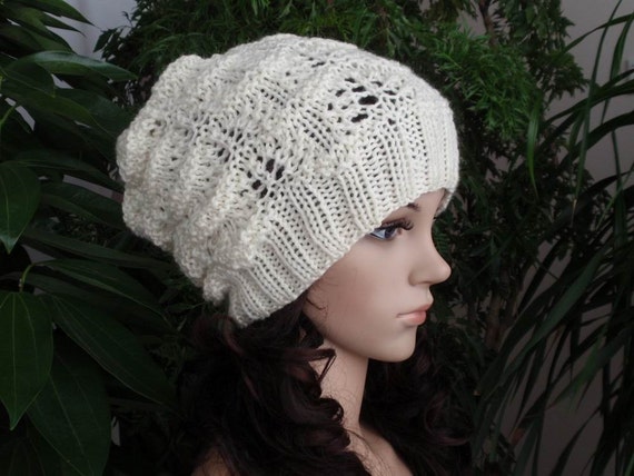 Items similar to Water Ripple Pattern Hat---- Hand Knit Wool With ...