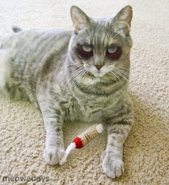 CAT TOY catnip ZOMBIE finger severed organic crocheted pet